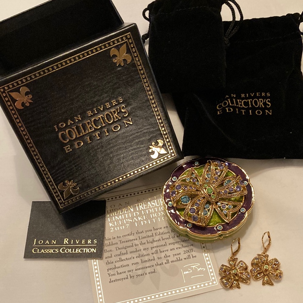 Joan Rivers Collector’s Edition Keepsake Box with Earrings, NWT